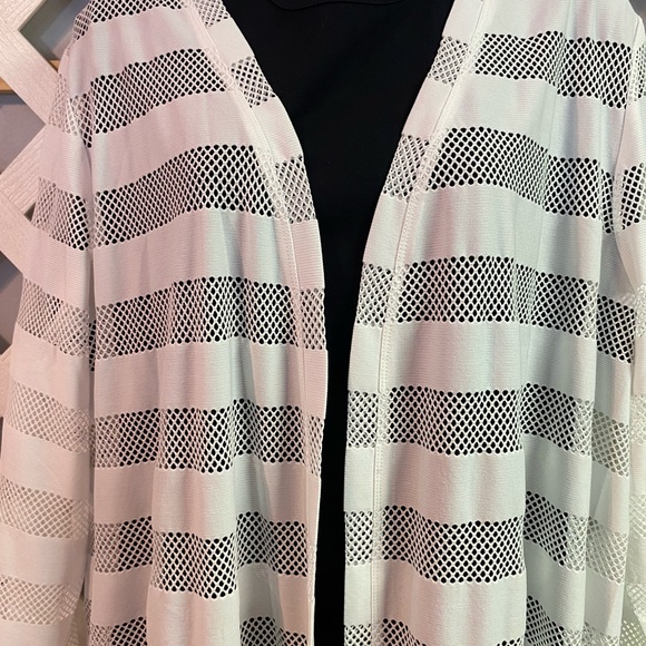 Studio Park x Jane Treacy Plus Knit Open Front Long Cardigan White 2X - Picture 4 of 7